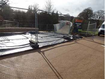 The start of the walkway from the Welcome Building end