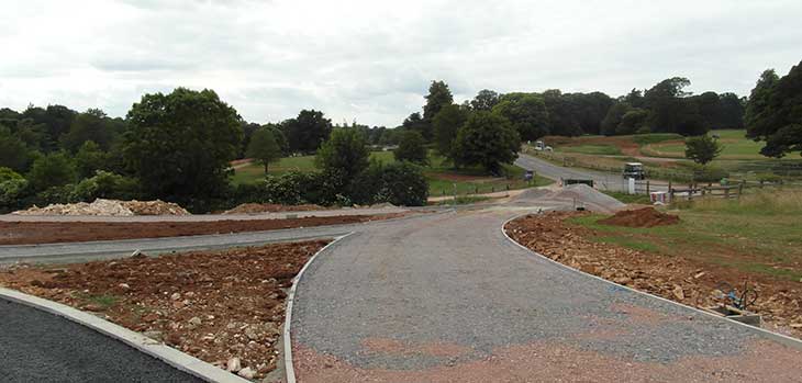 Here is one of the main footpaths going to the Welcome Building.  It is ready for its base course and then it will have its resin bound gravel put on top. The welcome building will be on the right further down the path.