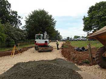 This shows the new access road that will be used by staff in progress near to Skilling Gate