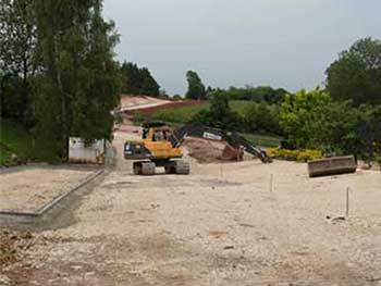 Plant Centre pick-up only parking bays being created - dedicated disabled spaces are on the right, closest to the Plant Centre