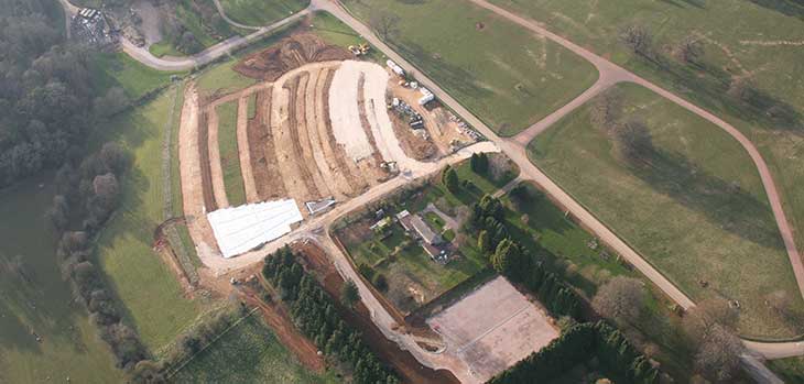 Aerial view of the car park works