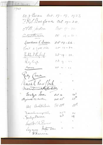 Westonbirt Visitor book for 1922