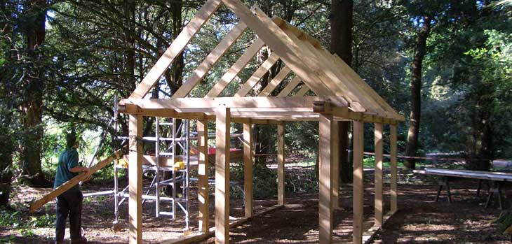 Basic frame with roof A frames fitted