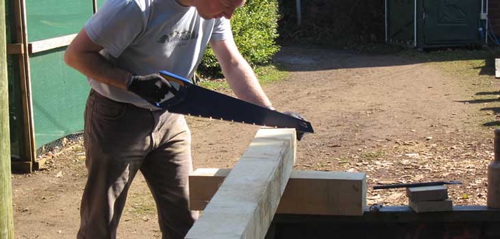 Laurie Moir cutting tenon in post Laurie Moir cutting tenon in post