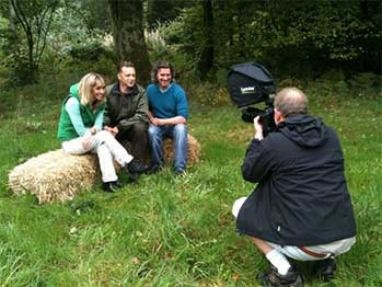 Michaela Strachan, Chris Packham and Martin Hughes-Games having their press photos taken