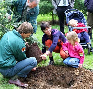 As in the previous picture, all of them planting with the former Arboretum’s Director John Weir