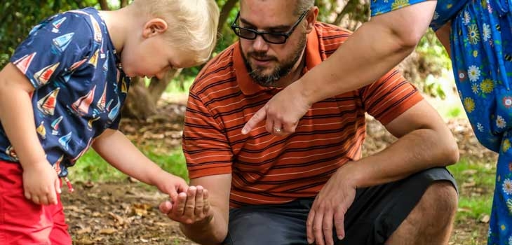 A father and son having fun outdoors