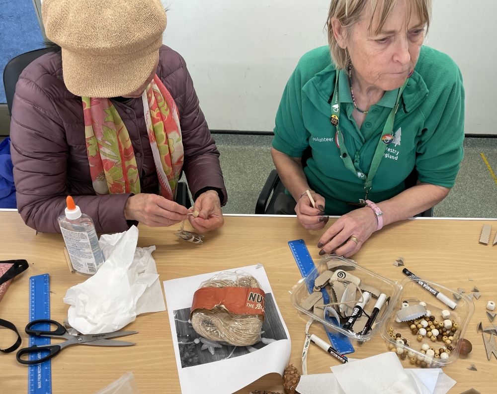 people making decorations